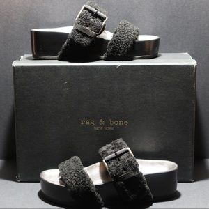 Rag & Bone Evin Shearling Platform Slide Size 5